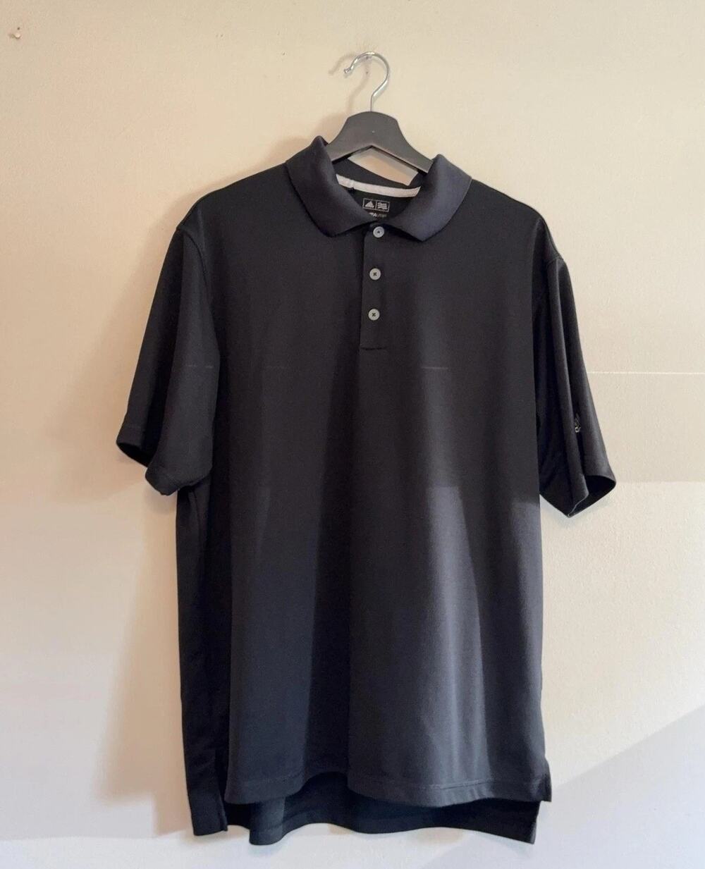 Adidas Climalite Golf Polo Shirt Mens XL Black Solid Moisture Wicking Athletic
